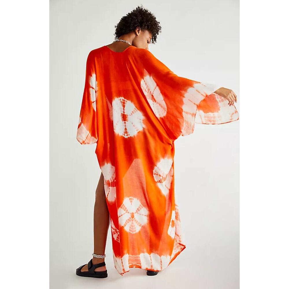 Free People Spellbound Tie-Dye Open Front Kimono Duster Cardigan, OS